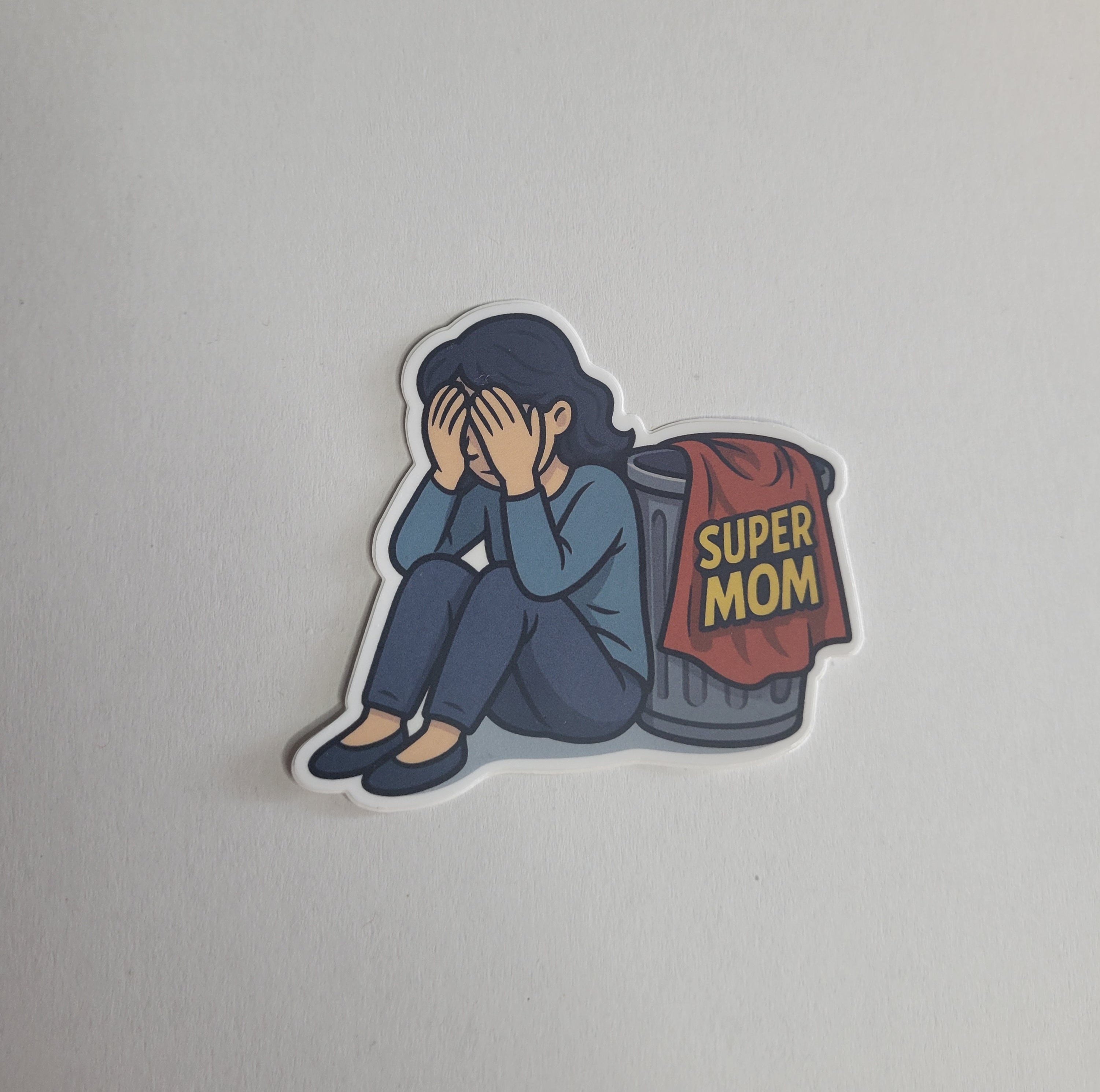 Super Mom 3" Vinyl Sticker - Ecru