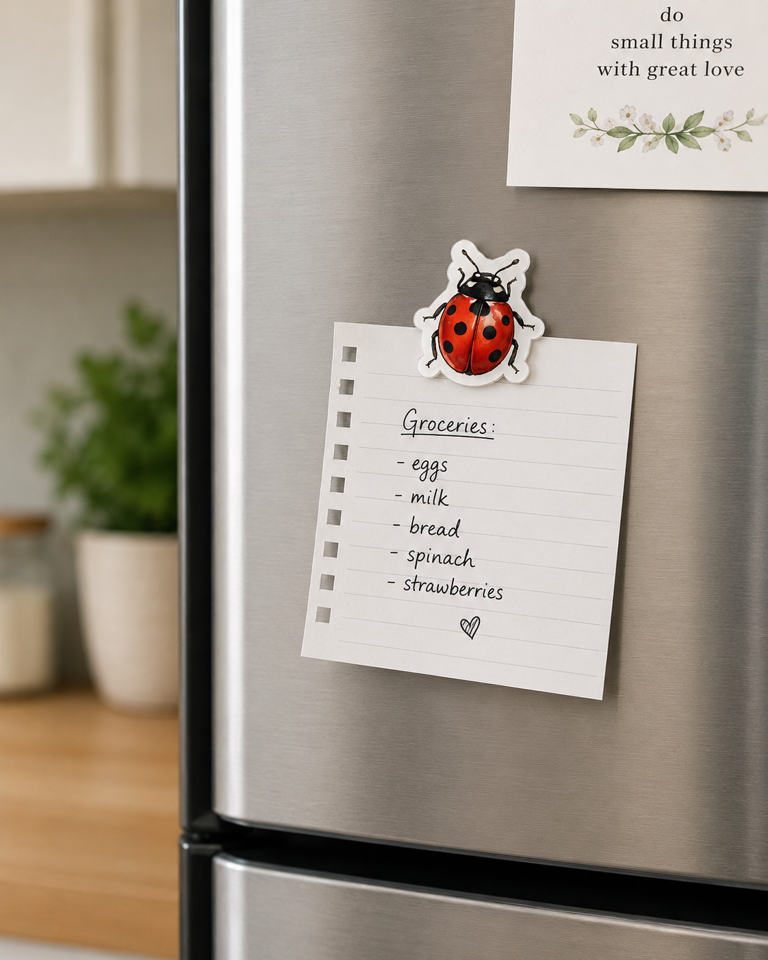 Grace Grows Here Vinyl Die-Cut Ladybug Magnet | Botanical Vinyl Refrigerator Whiteboard Magnet