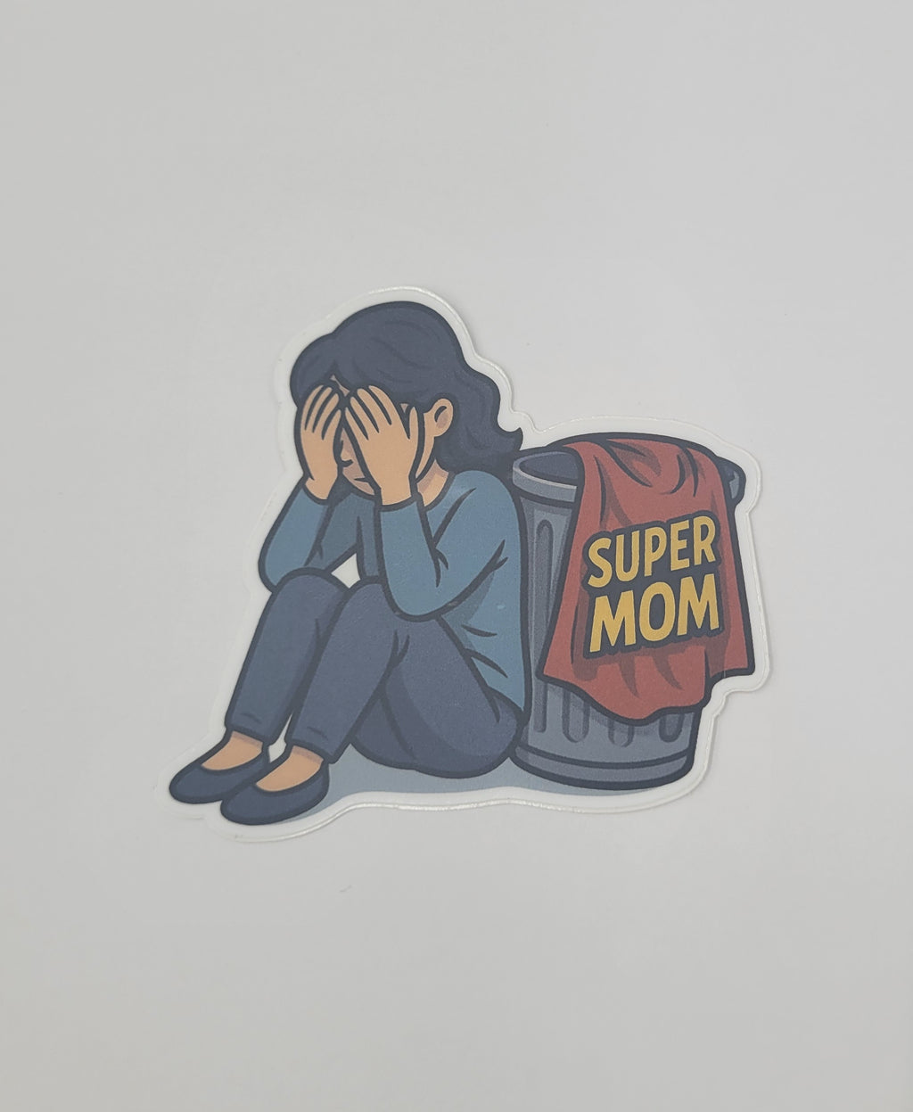 Super Mom 3" Vinyl Sticker - Ecru