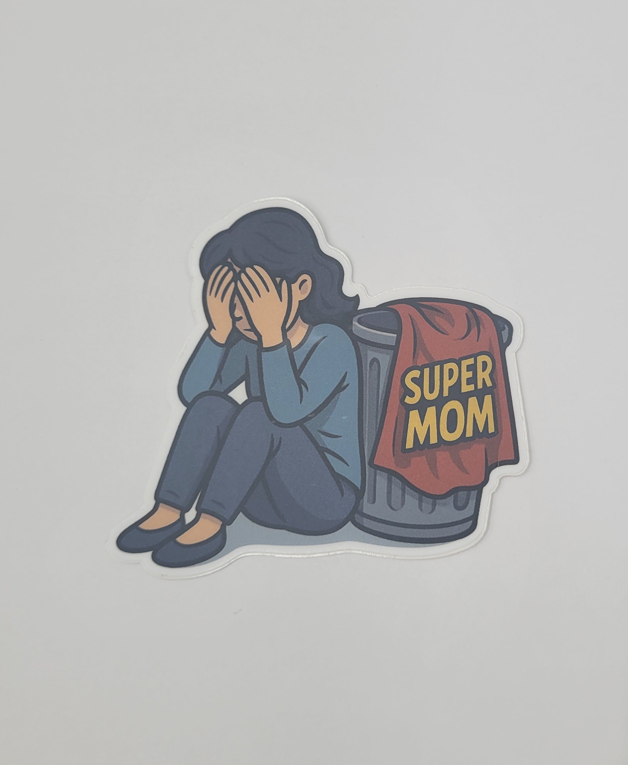 Super Mom 3" Vinyl Sticker - Ecru